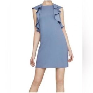 BCBG MAX AZRIA Jenni racerback ruffle detail periwinkle blue shift dress, size L